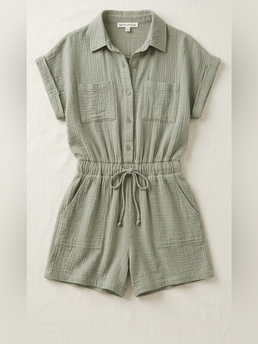 Beachlunchlounge Cotton Gauze Button-Down Romper